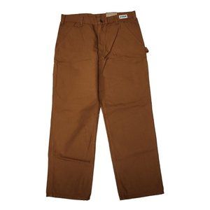 Carhartt Mens Brown Loose Fit Washed Duck Work Dungaree Carpenter Pants Sz 36x32